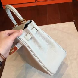 Replica Hermes Light Gray Kelly 28 Gold Hardware Bag