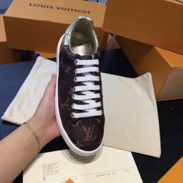 Replica Louis Vuitton Brown Monogram Gold Low-Top Sneakers