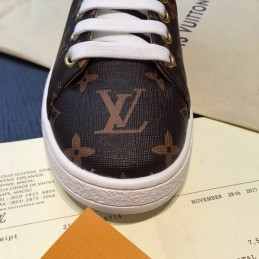 Replica Louis Vuitton Brown Monogram Gold Low-Top Sneakers