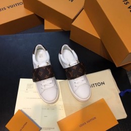 Replica Louis Vuitton White Red Monogram Strap Sneakers