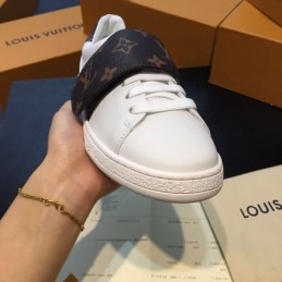 Replica Louis Vuitton White Red Monogram Strap Sneakers