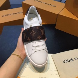 Replica Louis Vuitton White Red Monogram Strap Sneakers