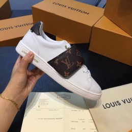 Replica Louis Vuitton White Red Monogram Strap Sneakers