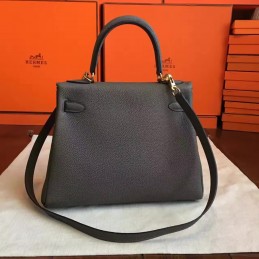 Replica Hermes Gray Kelly 28 Gold Hardware Bag