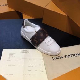 Replica Louis Vuitton White Red Monogram Strap Sneakers