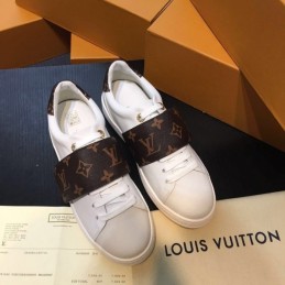 Replica Louis Vuitton White Red Monogram Strap Sneakers