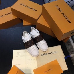 Replica Louis Vuitton White Red Monogram Strap Sneakers