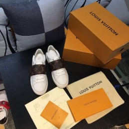 Replica Louis Vuitton White Red Monogram Strap Sneakers