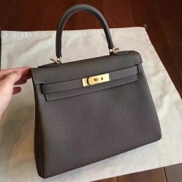 Replica Hermes Gray Kelly 28 Gold Hardware Bag