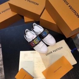 Replica Louis Vuitton White Multicolor Graphic Strap Sneakers