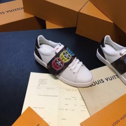 Replica Louis Vuitton White Multicolor Graphic Strap Sneakers