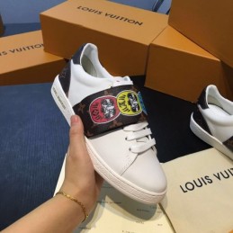 Replica Louis Vuitton White Multicolor Graphic Strap Sneakers