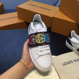 Replica Louis Vuitton White Multicolor Graphic Strap Sneakers