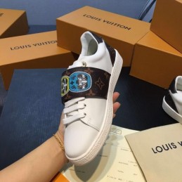 Replica Louis Vuitton White Multicolor Graphic Strap Sneakers