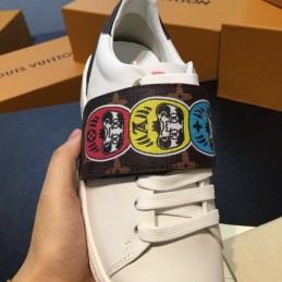 Replica Louis Vuitton White Multicolor Graphic Strap Sneakers