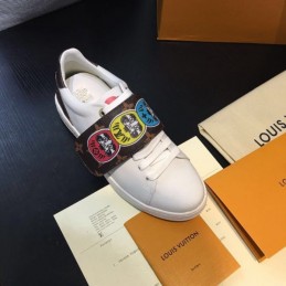 Replica Louis Vuitton White Multicolor Graphic Strap Sneakers