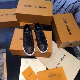 Replica Louis Vuitton Brown Monogram Black Low-Top Sneakers
