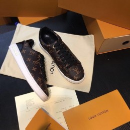 Replica Louis Vuitton Brown Monogram Black Low-Top Sneakers