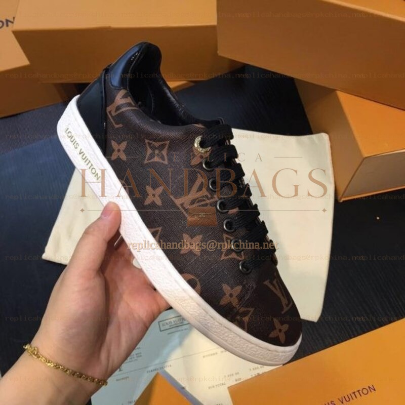Replica Louis Vuitton Brown Monogram Black Low-Top Sneakers