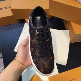 Replica Louis Vuitton Brown Monogram Black Low-Top Sneakers