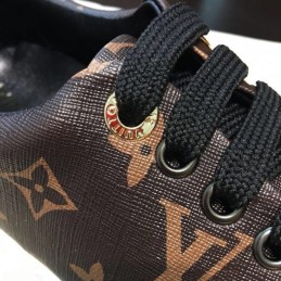 Replica Louis Vuitton Brown Monogram Black Low-Top Sneakers