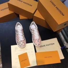 Replica Louis Vuitton Gray Pink Check Low-Top Sneakers