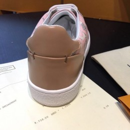 Replica Louis Vuitton Gray Pink Check Low-Top Sneakers