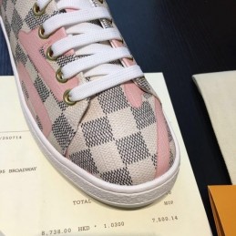 Replica Louis Vuitton Gray Pink Check Low-Top Sneakers