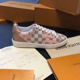 Replica Louis Vuitton Gray Pink Check Low-Top Sneakers