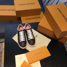 Replica Louis Vuitton Brown Monogram Pink Low-Top Sneakers