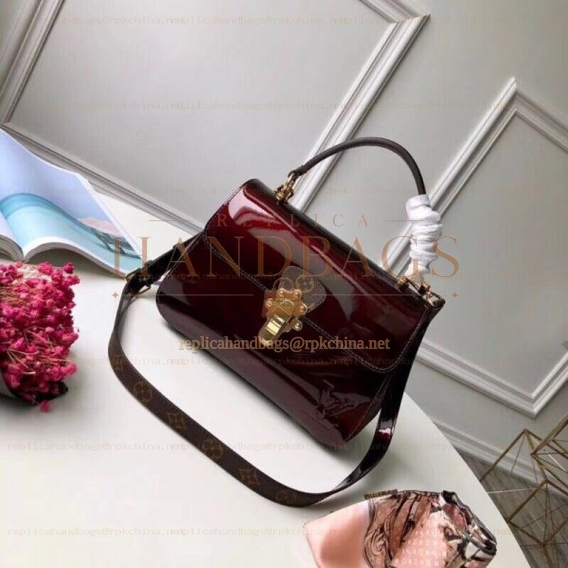 Replica Louis Vuitton Burgundy Patent Cherrywood PM