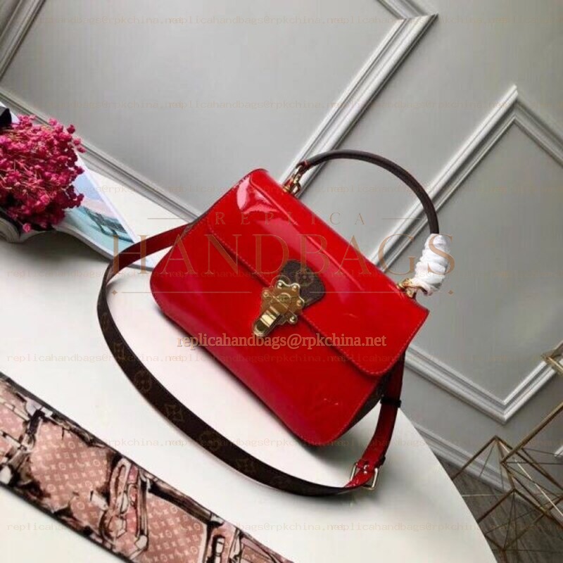 Replica Louis Vuitton Red Patent Cherrywood PM