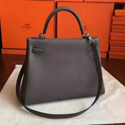 Replica Hermes Gray Kelly 28 Palladium Hardware Bag
