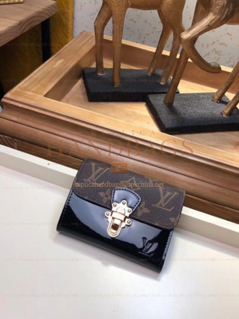 Replica Louis Vuitton Brown Monogram Black Cherrywood Compact Wallet