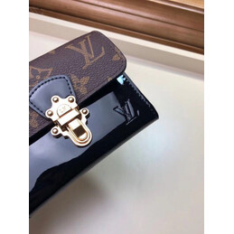 Replica Louis Vuitton Brown Monogram Black Cherrywood Compact Wallet