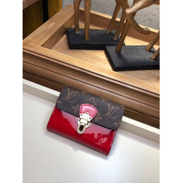 Replica Louis Vuitton Brown Monogram Red Cherrywood Compact Wallet