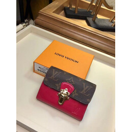 Replica Louis Vuitton Brown Monogram Red Cherrywood Compact Wallet