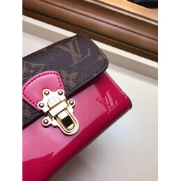 Replica Louis Vuitton Brown Monogram Red Cherrywood Compact Wallet