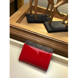 Replica Louis Vuitton Brown Monogram Bright Red Cherrywood Compact Wallet