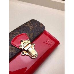 Replica Louis Vuitton Brown Monogram Bright Red Cherrywood Compact Wallet