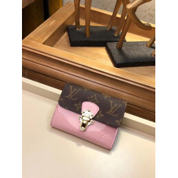 Replica Louis Vuitton Brown Monogram Pale Pink Cherrywood Compact Wallet