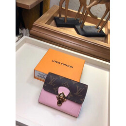 Replica Louis Vuitton Brown Monogram Pale Pink Cherrywood Compact Wallet