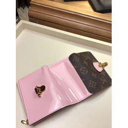 Replica Louis Vuitton Brown Monogram Pale Pink Cherrywood Compact Wallet