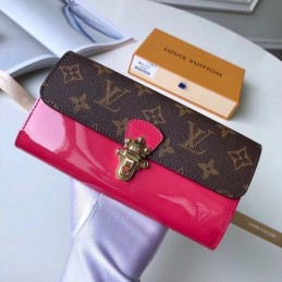 Replica Louis Vuitton Brown Monogram Fuchsia Cherrywood Wallet