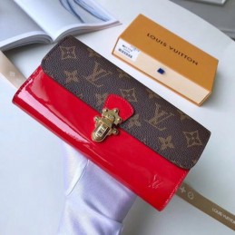 Replica Louis Vuitton Brown Monogram Red Cherrywood Wallet