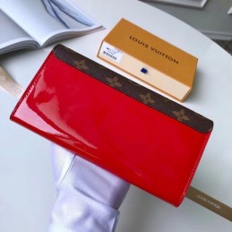 Replica Louis Vuitton Brown Monogram Red Cherrywood Wallet