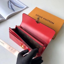 Replica Louis Vuitton Brown Monogram Red Cherrywood Wallet