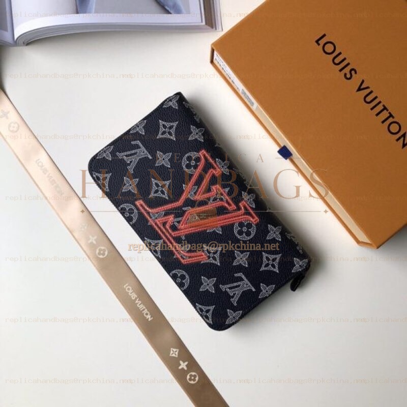 Replica Louis Vuitton Black Monogram Graffiti Zippy Organizer Wallet