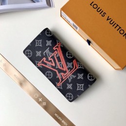 Replica Louis Vuitton Black Monogram Red LV Brazza Wallet