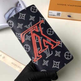 Replica Louis Vuitton Black Monogram Red LV Brazza Wallet